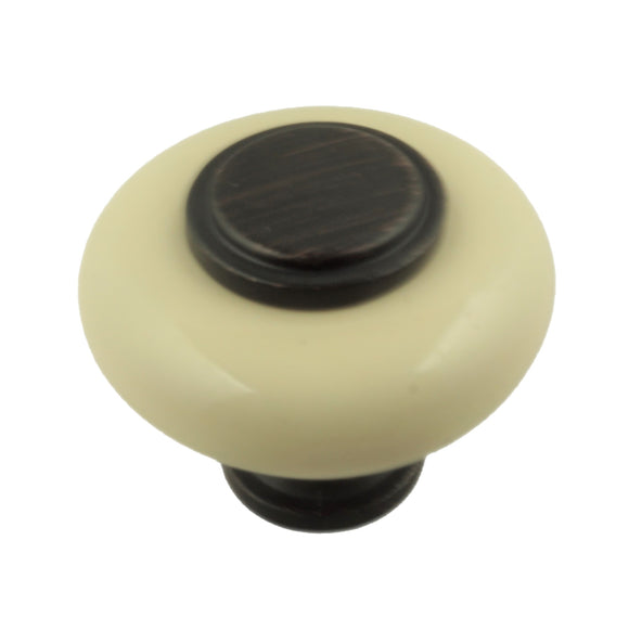 DIY Décor Hub - Large Oil-Rubbed Bronze with Beige Ceramic Cabinet Knobs, 1.5 inch, 10-Pack