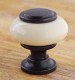 DIY Décor Hub - Small Oil-Rubbed Bronze with Beige Ceramic Cabinet Knobs, 20-Pack
